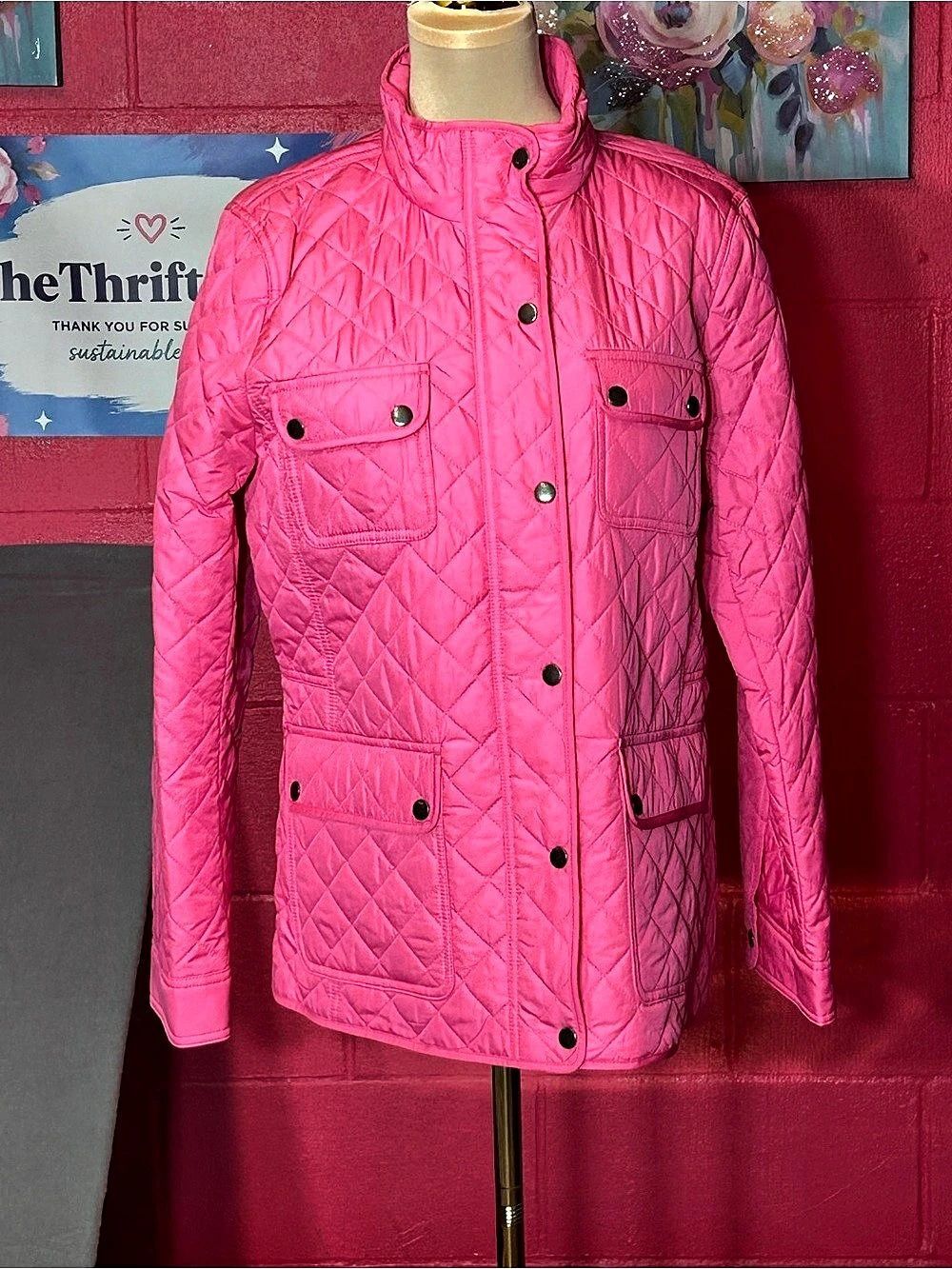 Talbots Quilted Jacket Quilted Utility Jacket in Pink Size Large NWT